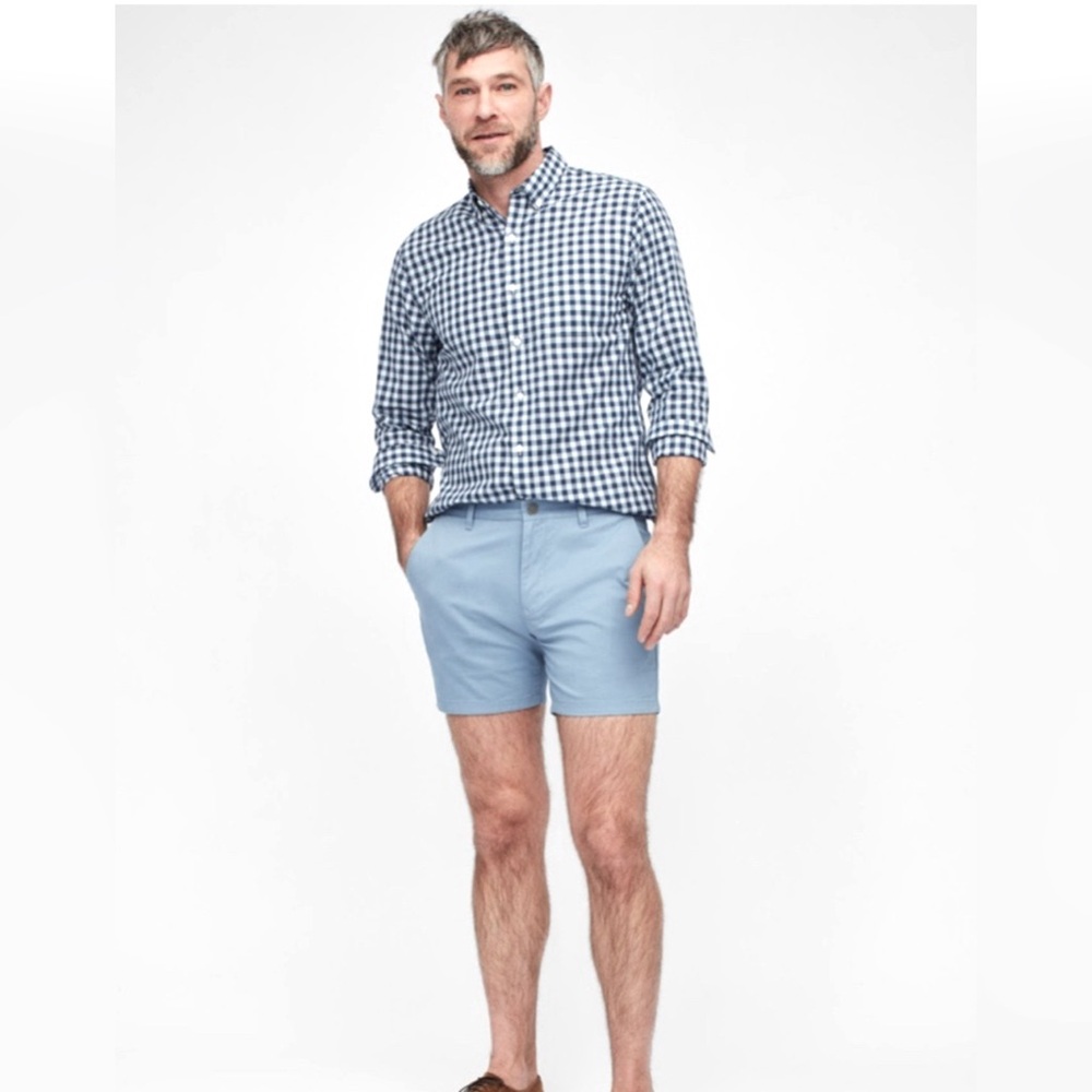 Bonobos 7” Inseam Flat Front Washed Chino Shorts Light Blue 40 Stretch Cotton